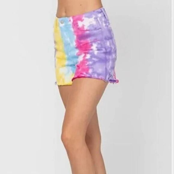 Judy Blue Snow Cone Tie Dye High Waist Shorts Soft n stretchy Size S Nwt. - Picture 7 of 10